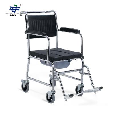 TC695 Chromed Steel Frame Commode Wheelchair - TICARE HEALTH