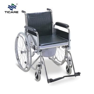 TC681 Foldable Chromed Steel Frame Commode Wheelchair - TICARE HEALTH