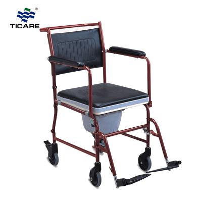 TC692 Powder Coating Steel Frame Commode Wheelchair - TICARE HEALTH