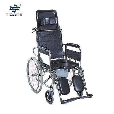 TC609GCU Foldable Chromed Steel Frame Commode Seat Wheelchair - TICARE HEALTH