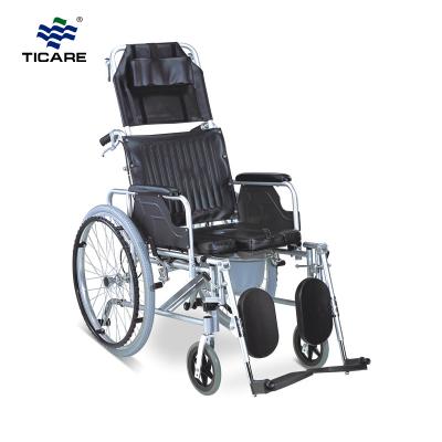TC654LGCU Stainless Steel Frame Commode Wheelchair - TICARE HEALTH