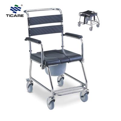 TC695S Stainless Steel Frame Commode Wheelchair - TICARE HEALTH