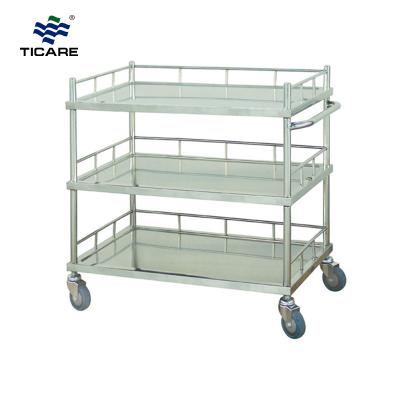 TC9042 Three Layers Stainless Steel Treatment Trolley - TICARE HEALTH