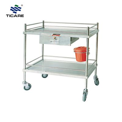 TC9045 One Drawer Stainless Steel Treatment Trolley - TICARE HEALTH