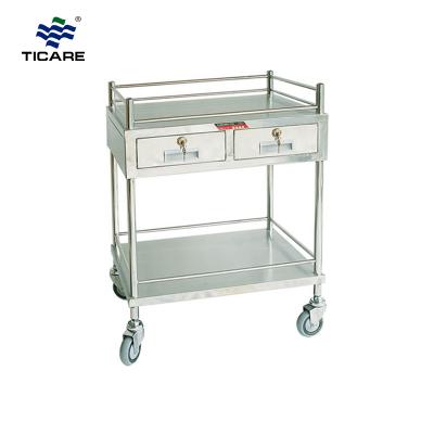 TC9044 Two Drawers Stainless Steel Treatment Trolley - TICARE HEALTH