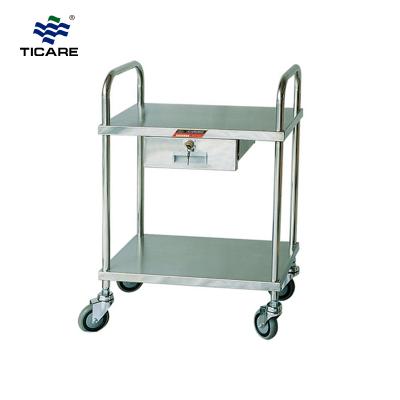 TC9043 One Drawer Stainless Steel Treatment Trolley - TICARE HEALTH